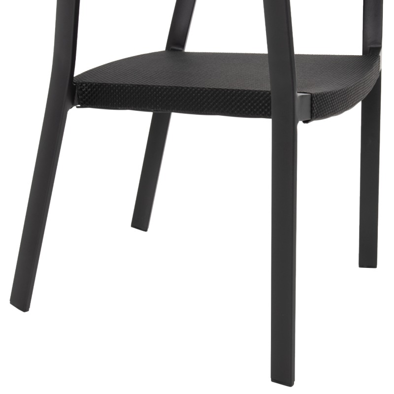 ΠΟΛΥΘΡΟΝΑ ΑΛΟΥΜΙΝΙΟΥ ART MAISON DEBRI ΜΑΥΡΟΣ ΣΚΕΛΕΤΟΣ&TEXTLINE-ΜΠΕΖ RATTAN 57,5x59x81,5Yεκ.