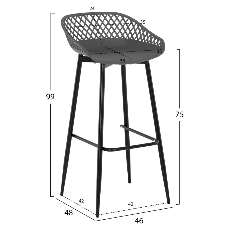ΣΚΑΜΠΟ ΜΠΑΡ ART MAISON FORLAUDERDALE - GRAY BLACK (46x48x99εκ.)