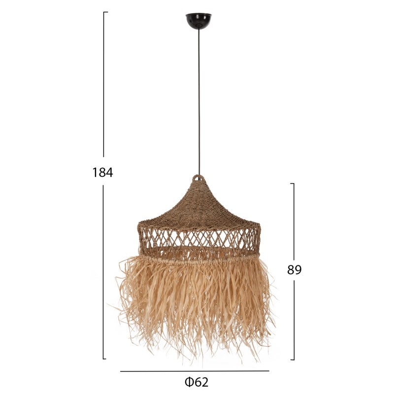 ΦΩΤΙΣΤΙΚΟ ΟΡΟΦΗΣ ART MAISON RUMIKO ΚΡΕΜΑΣΤΟ ΙΝΕΣ ΦΟΙΝΙΚΑ & SEAGRASS ΚΡΟΣΙΑ ΣΕ ΦΥΣΙΚΟ Φ62x42Yεκ.