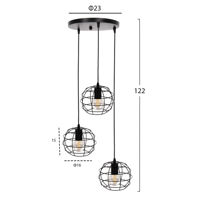 ΦΩΤΙΣΤΙΚΟ ΟΡΟΦΗΣ 3ΦΩΤΟ ART MAISON WOODLAND - BLACK (Φ23x122εκ.) ΦΩΤΙΣΤΙΚΟ ΟΡΟΦΗΣ 3ΦΩΤΟ ART MAISON WOODLAND - BLACK (Φ23x122εκ.)