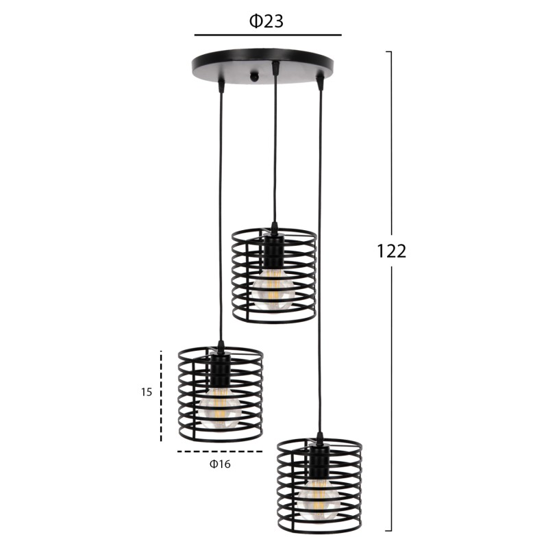 ΦΩΤΙΣΤΙΚΟ ΟΡΟΦΗΣ 3ΦΩΤΟ ART MAISON WOODLAND - BLACK (Φ23x122εκ.) ΦΩΤΙΣΤΙΚΟ ΟΡΟΦΗΣ 3ΦΩΤΟ ART MAISON WOODLAND - BLACK (Φ23x122εκ.)