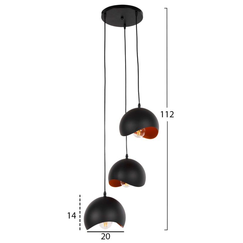 ΦΩΤΙΣΤΙΚΟ ΟΡΟΦΗΣ 3ΦΩΤΟ ART MAISON WATTS- BLACK ORANGE (Φ20x112cm) ΦΩΤΙΣΤΙΚΟ ΟΡΟΦΗΣ 3ΦΩΤΟ ART MAISON WATTS- BLACK ORANGE (Φ20x112cm)