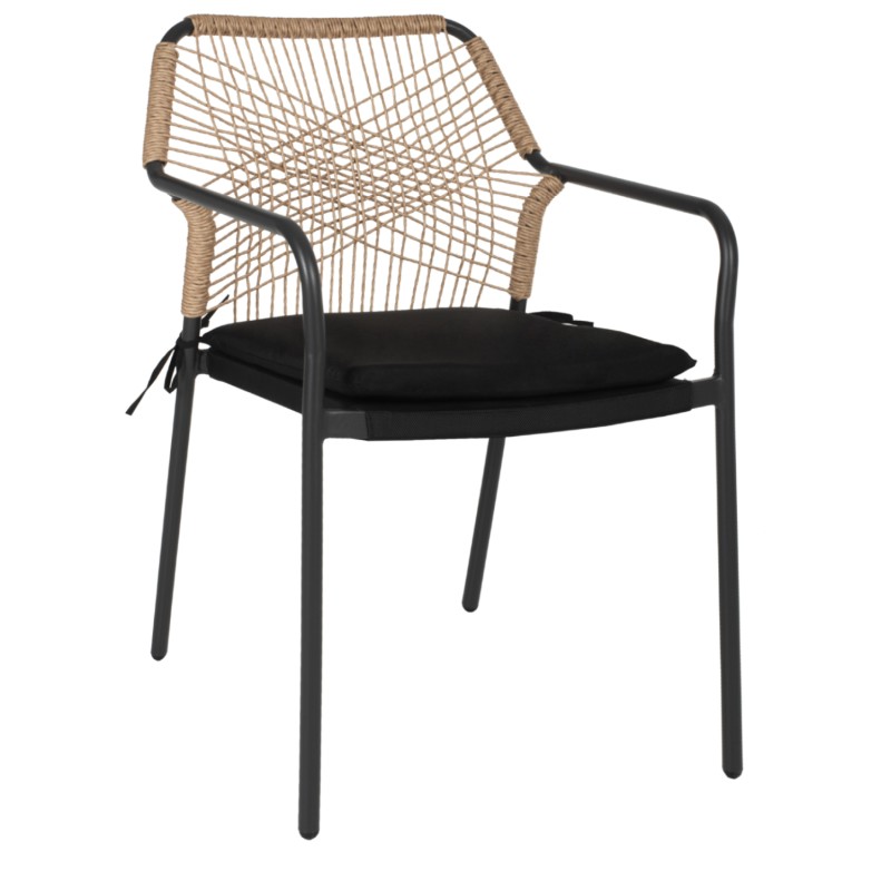 ΠΟΛΥΘΡΟΝΑ ΑΛΟΥΜΙΝΙΟΥ ART MAISON HARDBALL ΣΚΟΥΡΟΣ ΓΚΡΙ ΣΚΕΛΕΤΟΣ ΜΕ WICKER ΜΠΕΖ & ΜΑΥΡΟ ΜΑΞΙΛΑΡΙ