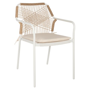 ΠΟΛΥΘΡΟΝΑ ΑΛΟΥΜΙΝΙΟΥ ART MAISON HARDBALL ΛΕΥΚΟΣ ΣΚΕΛΕΤΟΣ ΜΕ WICKER ΜΠΕΖ & ΕΚΡΟΥ ΜΑΞΙΛΑΡΙ