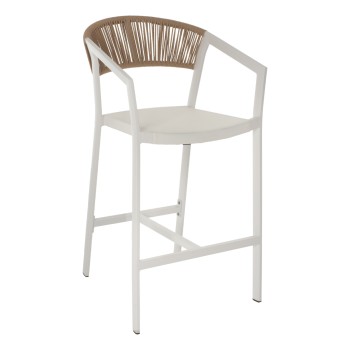 ΣΚΑΜΠΟ ART MAISON NAPERVILLE ΑΛΟΥΜΙΝΙΟΥ ΛΕΥΚΟ ΜΕ ΜΠΡΑΤΣΑ RATTAN & TEXTLINE 56x58x105Yεκ.