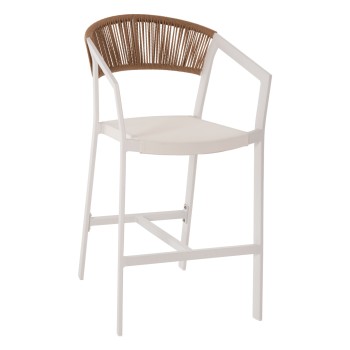 ΣΚΑΜΠΟ ΑΛΟΥΜΙΝΙΟΥ ΛΕΥΚΟ ART MAISON MALEKITH ΜΕΣ. ΥΨΟΥΣ-ΜE RATTAN & TΕΧΤLINE 57x57x99,5Yεκ.