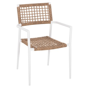 ΠΟΛΥΘΡΟΝΑ ART MAISON HARPOON ΑΛΟΥΜΙΝΙΟ ΛΕΥΚΟ ΜΕ ΣΥΝΘΕΤΙΚΟ RATTAN ΦΥΣΙΚΟ 55,5x55x84Υεκ.