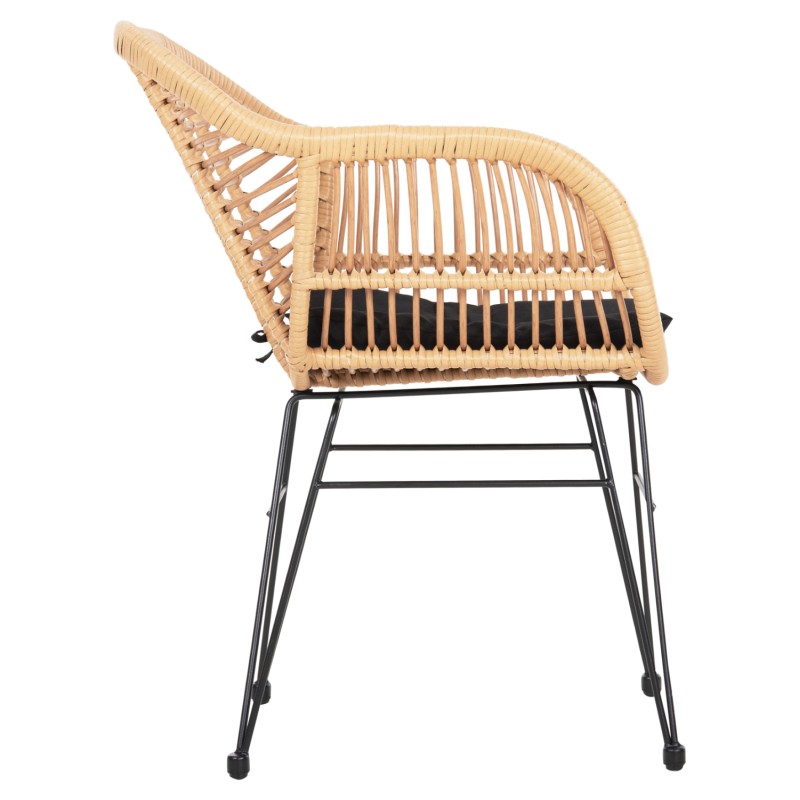 ΠΟΛΥΘΡΟΝΑ ΜΕ ΜΑΞΙΛΑΡΙ ΜΕΤΑΛΛΙΚΗ ART MAISON AMSTERDAM  ΜΕ WICKER ΜΠΕΖ 58x59x82Υ