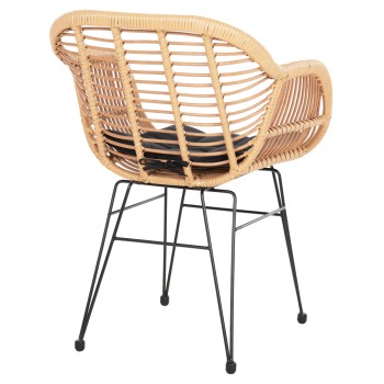 ΠΟΛΥΘΡΟΝΑ ΜΕ ΜΑΞΙΛΑΡΙ ΜΕΤΑΛΛΙΚΗ ART MAISON AMSTERDAM  ΜΕ WICKER ΜΠΕΖ 58x59x82Υ