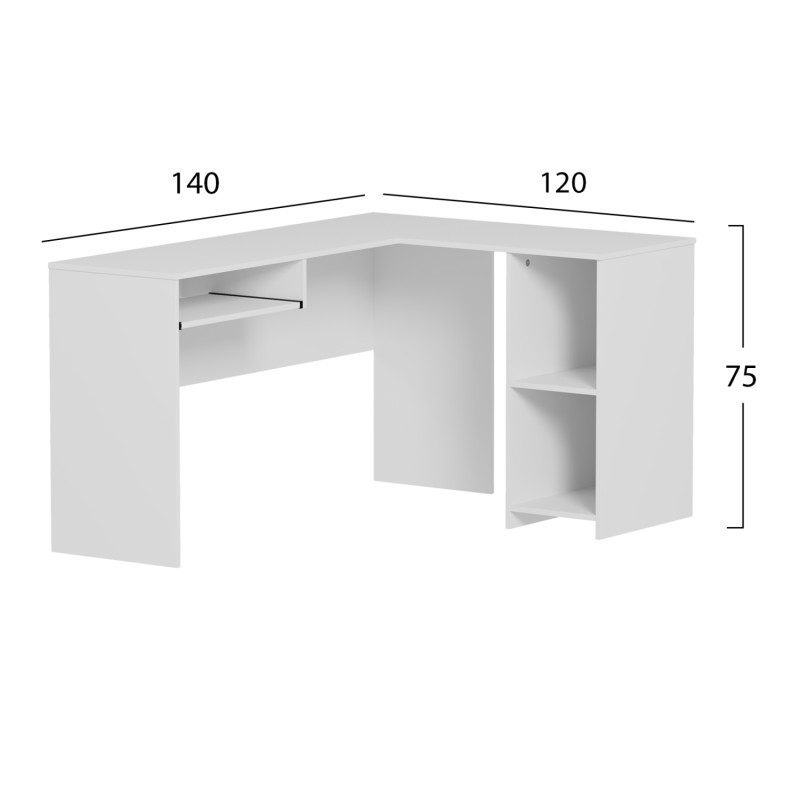 ΓΩΝΙΑΚΟ ΓΡΑΦΕΙΟ SHIG ART MAISON ILLUMISE MDF ΣΕ ΛΕΥΚΟ 140x120x75Υεκ