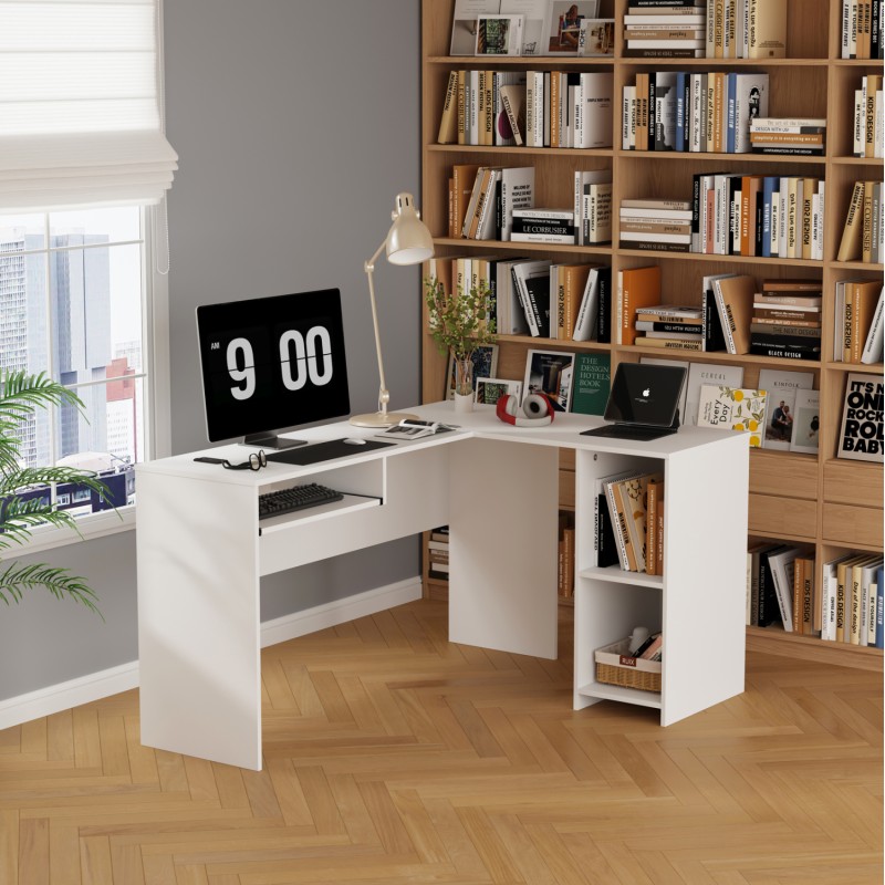 ΓΩΝΙΑΚΟ ΓΡΑΦΕΙΟ SHIG ART MAISON ILLUMISE MDF ΣΕ ΛΕΥΚΟ 140x120x75Υεκ