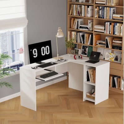 ΓΩΝΙΑΚΟ ΓΡΑΦΕΙΟ SHIG ART MAISON ILLUMISE MDF ΣΕ ΛΕΥΚΟ 140x120x75Υεκ