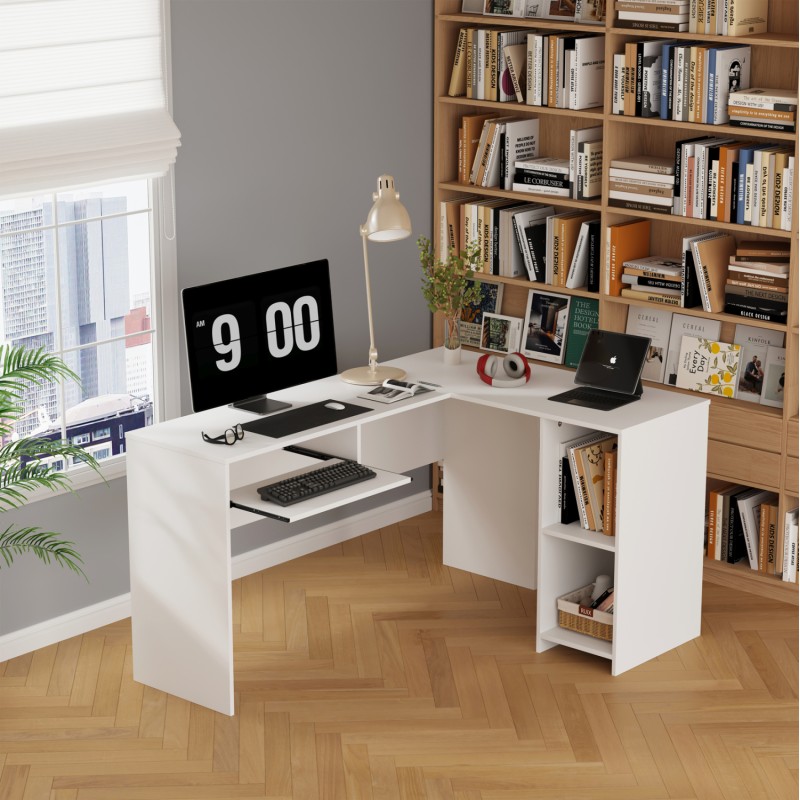 ΓΩΝΙΑΚΟ ΓΡΑΦΕΙΟ SHIG ART MAISON ILLUMISE MDF ΣΕ ΛΕΥΚΟ 140x120x75Υεκ