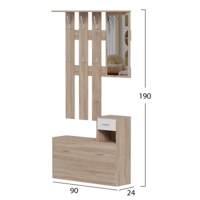 ΕΠΙΠΛΟ ΕΙΣΟΔΟΥ ΜΕ ΚΑΘΡΕΦΤΗ ART MAISON CROCALOR ΜΕΛΑΜΙΝΗ ΣΕ ΣΟΝΑΜΑ-ΛΕΥΚΟ 90x24x190Υεκ