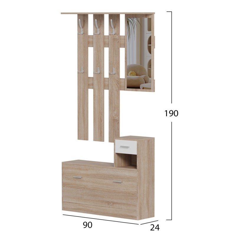 ΕΠΙΠΛΟ ΕΙΣΟΔΟΥ ΜΕ ΚΑΘΡΕΦΤΗ ART MAISON CROCALOR ΜΕΛΑΜΙΝΗ ΣΕ ΣΟΝΑΜΑ-ΛΕΥΚΟ 90x24x190Υεκ