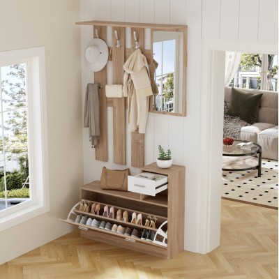 ΕΠΙΠΛΟ ΕΙΣΟΔΟΥ ΜΕ ΚΑΘΡΕΦΤΗ ART MAISON CROCALOR ΜΕΛΑΜΙΝΗ ΣΕ ΣΟΝΑΜΑ-ΛΕΥΚΟ 90x24x190Υεκ