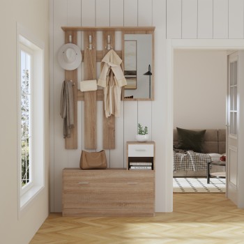 ΕΠΙΠΛΟ ΕΙΣΟΔΟΥ ΜΕ ΚΑΘΡΕΦΤΗ ART MAISON CROCALOR ΜΕΛΑΜΙΝΗ ΣΕ ΣΟΝΑΜΑ-ΛΕΥΚΟ 90x24x190Υεκ