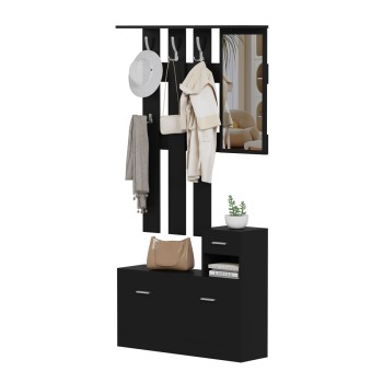 ΕΠΙΠΛΟ ΕΙΣΟΔΟΥ ΜΕ ΚΑΘΡΕΦΤΗ ART MAISON CROBAT ΜΕΛΑΜΙΝΗ ΣΕ WENGE 90x24x190Υεκ