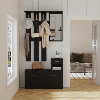 ΕΠΙΠΛΟ ΕΙΣΟΔΟΥ ΜΕ ΚΑΘΡΕΦΤΗ ART MAISON CROBAT ΜΕΛΑΜΙΝΗ ΣΕ WENGE 90x24x190Υεκ