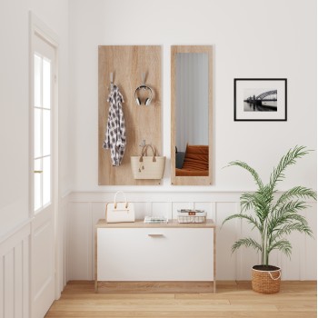 ΣΕΤ ΕΙΣΟΔΟΥ ΜΕ ΚΑΘΡΕΠΤΗ ART MAISON CRANIDOS ΜΕΛΑΜΙΝΗ ΣΕ ΣΟΝΑΜΑ-ΛΕΥΚΟ 80x27x175Υεκ