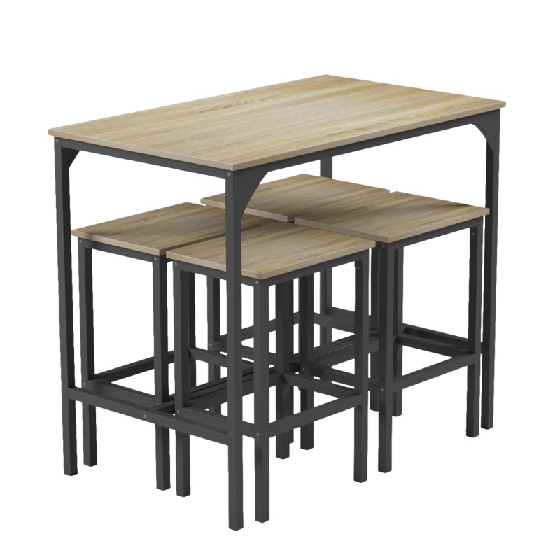 ΣΕΤ ΤΡΑΠΕΖΑΡΙΑ ΜΠΑΡ 5ΤΜΧ ART MAISON HOCHA ΜΑΥΡΟ ΜΕΤΑΛΛΟ-ΜΕΛΑΜΙΝΗ ΣΕ SONAMA