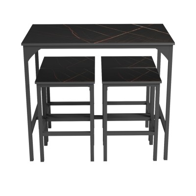 ΣΕΤ ΤΡΑΠΕΖΑΡΙΑ ΜΠΑΡ ART MAISON HOCHA ΤΜΧ ΜΑΥΡΟ ΜΕΤΑΛΛΟ-ΜΕΛΑΜΙΝΗ ΜΑΥΡΟ ΜΑΡΜΑΡΟ