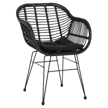 ΠΟΛΥΘΡΟΝΑ ΜΕ ΜΑΞΙΛΑΡΙ ΜΕΤΑΛΛΙΚΗ ART MAISON AMSTERDAM ΜΕ WICKER ΜΑΥΡΟ 58x59x82Υεκ.