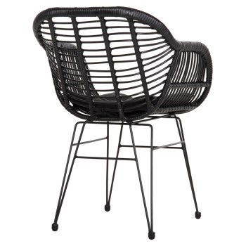 ΠΟΛΥΘΡΟΝΑ ΜΕ ΜΑΞΙΛΑΡΙ ΜΕΤΑΛΛΙΚΗ ART MAISON AMSTERDAM ΜΕ WICKER ΜΑΥΡΟ 58x59x82Υεκ.