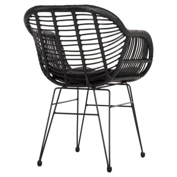 ΠΟΛΥΘΡΟΝΑ ΜΕ ΜΑΞΙΛΑΡΙ ΜΕΤΑΛΛΙΚΗ ART MAISON AMSTERDAM ΜΕ WICKER ΜΑΥΡΟ 58x59x82Υεκ.