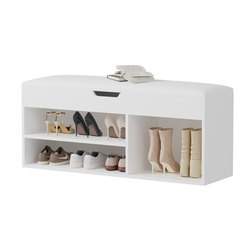 ΠΑΠΟΥΤΣΟΘΗΚΗ ΜΕ ΚΑΘΙΣΜΑ ART MAISON TOGETIC ΜΕΛΑΜΙΝΗ ΛΕΥΚΗ-KΑΘΙΣΜΑ PU ΛΕΥΚΟ 100x30x44Υ