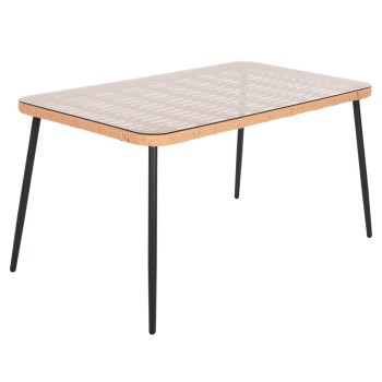 ΤΡΑΠΕΖΙ ΟΡΘΟΓΩΝΙΟ ART MAISON JOYSTICK ΜΕΤΑΛ.ΜΑΥΡΟ-P.E. RATTAN ΦΥΣΙΚΟ 139,5x79,5x73Υεκ.