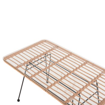 ΤΡΑΠΕΖΙ ΕΞ.ΧΩΡΟΥ ΧΑΜΗΛΟ ART MAISON DEAN ΜΑΥΡΟ ΜΕΤΑΛΛΟ-ΜΠΕΖ WICKER 95X55X51.5Yεκ.