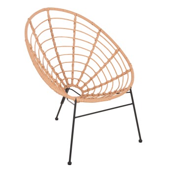 ΠΟΛΥΘΡΟΝΑ ART MAISON AMSTERDAM ΤΥΠΟΥ ΦΩΛΙΑ ΜΕΤΑΛΛΙΚΗ ΜΕ WICKER ΜΠΕΖ 73x78x88Υεκ.