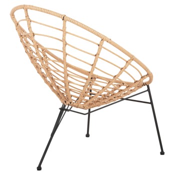 ΠΟΛΥΘΡΟΝΑ ART MAISON AMSTERDAM ΤΥΠΟΥ ΦΩΛΙΑ ΜΕΤΑΛΛΙΚΗ ΜΕ WICKER ΜΠΕΖ 73x78x88Υεκ.