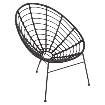 ΠΟΛΥΘΡΟΝΑ ΤΥΠΟΥ ΦΩΛΙΑ ΜΕΤΑΛΛΙΚΗ ART MAISON AMSTERDAM ΜΕ WICKER-ΜΑΥΡΟ 73x78x88Υεκ.
