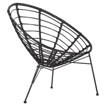 ΠΟΛΥΘΡΟΝΑ ΤΥΠΟΥ ΦΩΛΙΑ ΜΕΤΑΛΛΙΚΗ ART MAISON AMSTERDAM ΜΕ WICKER-ΜΑΥΡΟ 73x78x88Υεκ.