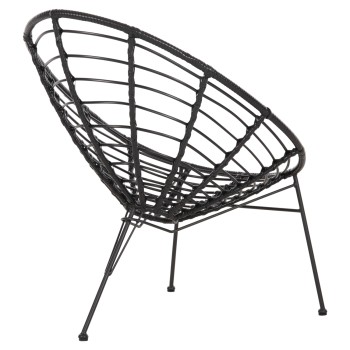 ΠΟΛΥΘΡΟΝΑ ΤΥΠΟΥ ΦΩΛΙΑ ΜΕΤΑΛΛΙΚΗ ART MAISON AMSTERDAM ΜΕ WICKER-ΜΑΥΡΟ 73x78x88Υεκ.