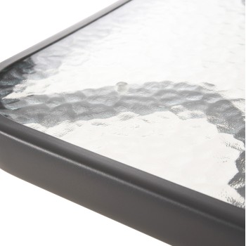 ΤΡΑΠΕΖΙ ΒΟΗΘΗΤΙΚΟ ART MAISON JUBILEE ΜΕΤΑΛΛΙΚΟ ΓΚΡΙ-ΓΥΑΛΙΝΗ ΕΠΙΦΑΝΕΙΑ 45x45x50Yεκ