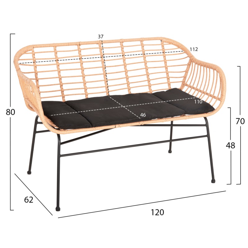 ΚΑΝΑΠΕΣ Art Maison Peeta ΜΑΥΡΟ ΜΕΤΑΛΛΟ-ΜΠΕΖ ΣΥΝΘ.RATTAN 120x62x80Υεκ. ΚΑΝΑΠΕΣ Art Maison Peeta ΜΑΥΡΟ ΜΕΤΑΛΛΟ-ΜΠΕΖ ΣΥΝΘ.RATTAN 120x62x80Υεκ.