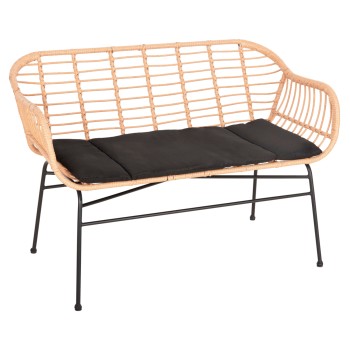ΚΑΝΑΠΕΣ Art Maison Peeta ΜΑΥΡΟ ΜΕΤΑΛΛΟ-ΜΠΕΖ ΣΥΝΘ.RATTAN 120x62x80Υεκ.