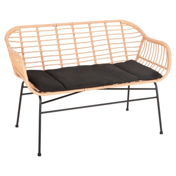 ΚΑΝΑΠΕΣ Art Maison Peeta ΜΑΥΡΟ ΜΕΤΑΛΛΟ-ΜΠΕΖ ΣΥΝΘ.RATTAN 120x62x80Υεκ.