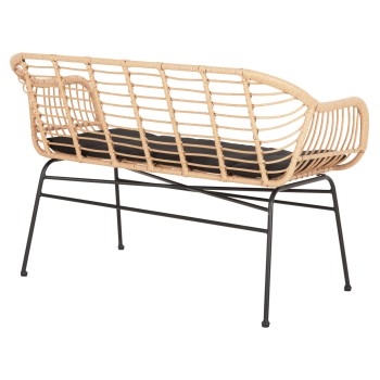 ΚΑΝΑΠΕΣ Art Maison Peeta ΜΑΥΡΟ ΜΕΤΑΛΛΟ-ΜΠΕΖ ΣΥΝΘ.RATTAN 120x62x80Υεκ.