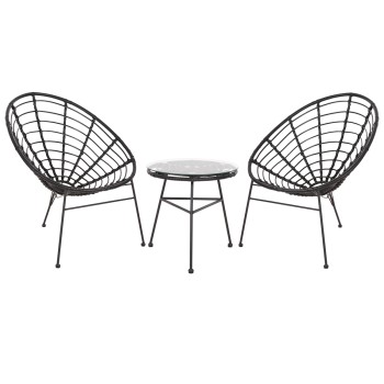 ΣΕΤ ΕΞΩΤΕΡΙΚΟΥ ΧΩΡΟΥ 3ΤΜΧ ART MAISON RON ΜΑΥΡΟ ΣΥΝΘ.RATTAN & ΜΕΤΑΛΛΟ