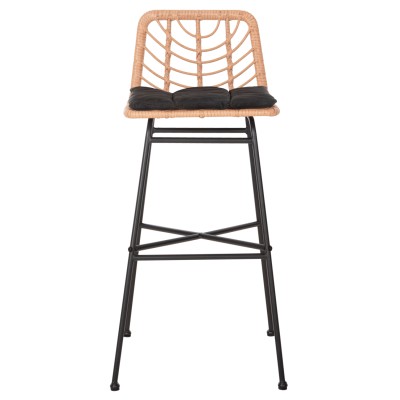 ΣΚΑΜΠΟ ΜΠΑΡ ΨΗΛΟ ART MAISON MADROX ΜΕΤΑΛΛΟ&ΜΑΞΙΛΑΡΙ ΜΑΥΡΟ-WICKER ΜΠΕΖ 49x50x101Υεκ.