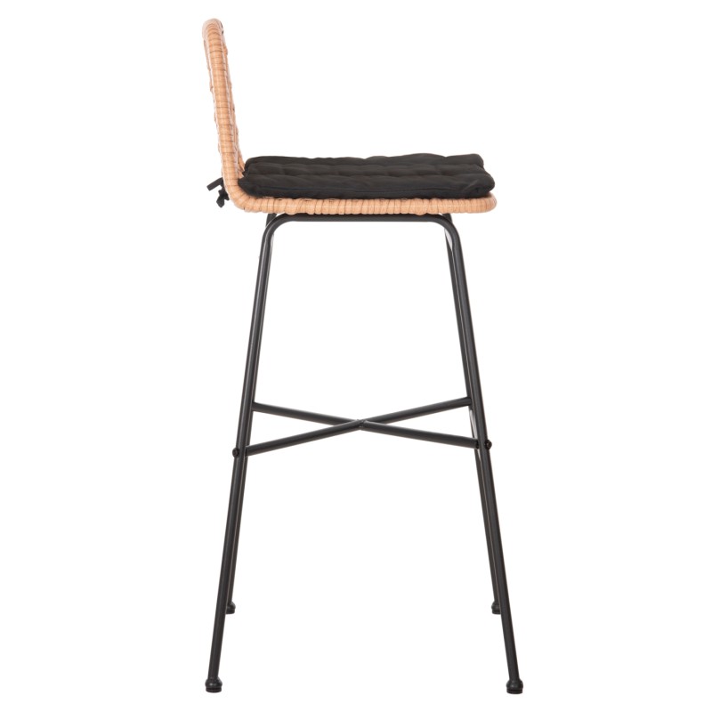 ΣΚΑΜΠΟ ΜΠΑΡ ΨΗΛΟ ART MAISON MADROX ΜΕΤΑΛΛΟ&ΜΑΞΙΛΑΡΙ ΜΑΥΡΟ-WICKER ΜΠΕΖ 49x50x101Υεκ.