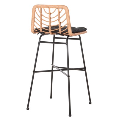 ΣΚΑΜΠΟ ΜΠΑΡ ΨΗΛΟ ART MAISON MADROX ΜΕΤΑΛΛΟ&ΜΑΞΙΛΑΡΙ ΜΑΥΡΟ-WICKER ΜΠΕΖ 49x50x101Υεκ.