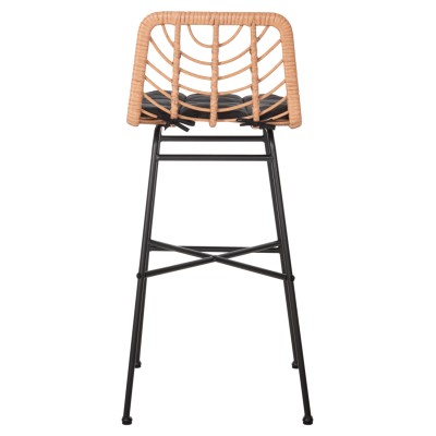 ΣΚΑΜΠΟ ΜΠΑΡ ΨΗΛΟ ART MAISON MADROX ΜΕΤΑΛΛΟ&ΜΑΞΙΛΑΡΙ ΜΑΥΡΟ-WICKER ΜΠΕΖ 49x50x101Υεκ.