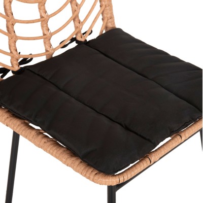 ΣΚΑΜΠΟ ΜΠΑΡ ΨΗΛΟ ART MAISON MADROX ΜΕΤΑΛΛΟ&ΜΑΞΙΛΑΡΙ ΜΑΥΡΟ-WICKER ΜΠΕΖ 49x50x101Υεκ.