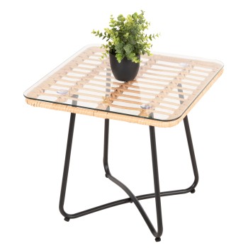 ΤΡΑΠΕΖΑΚΙ ART MAISON SLAKING ΜΕ WICKER ΜΠΕΖ-ΜΑΥΡΟ ΜΕΤΑΛ.ΣΚΕΛΕΤΟ 50x50x47,5Υεκ.