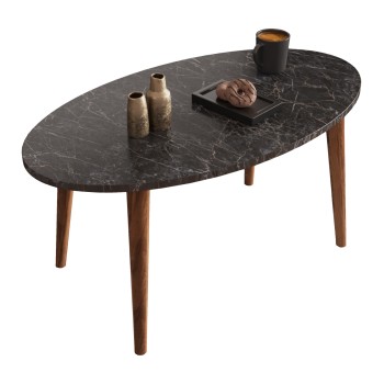 ΣΕΤ ΤΡΑΠΕΖΙ ΣΑΛΟΝΙΟΥ & 3 ΒΟΗΘ.ΤΡΑΠΕΖΙΑ ART MAISON HEWIT ΜΕΛΑΜΙΝΗ ΜΑΥΡΟ ΜΑΡΜΑΡΟ-ΚΑΡΥΔΙ ΠΟΔΙΑ